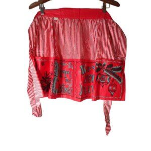 NWT Vintage Holiday Christmas New Year Red Green Striped half apron Estate Find